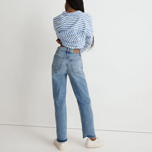 MADEWELL Tall Perfect Vintage Straight Jean Kingsbury Wash Knee-Rip SIZE 30T NWT - Picture 4 of 11